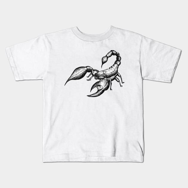 Hand drawn Scorpio - Pen & ink Kids T-Shirt by jitkaegressy